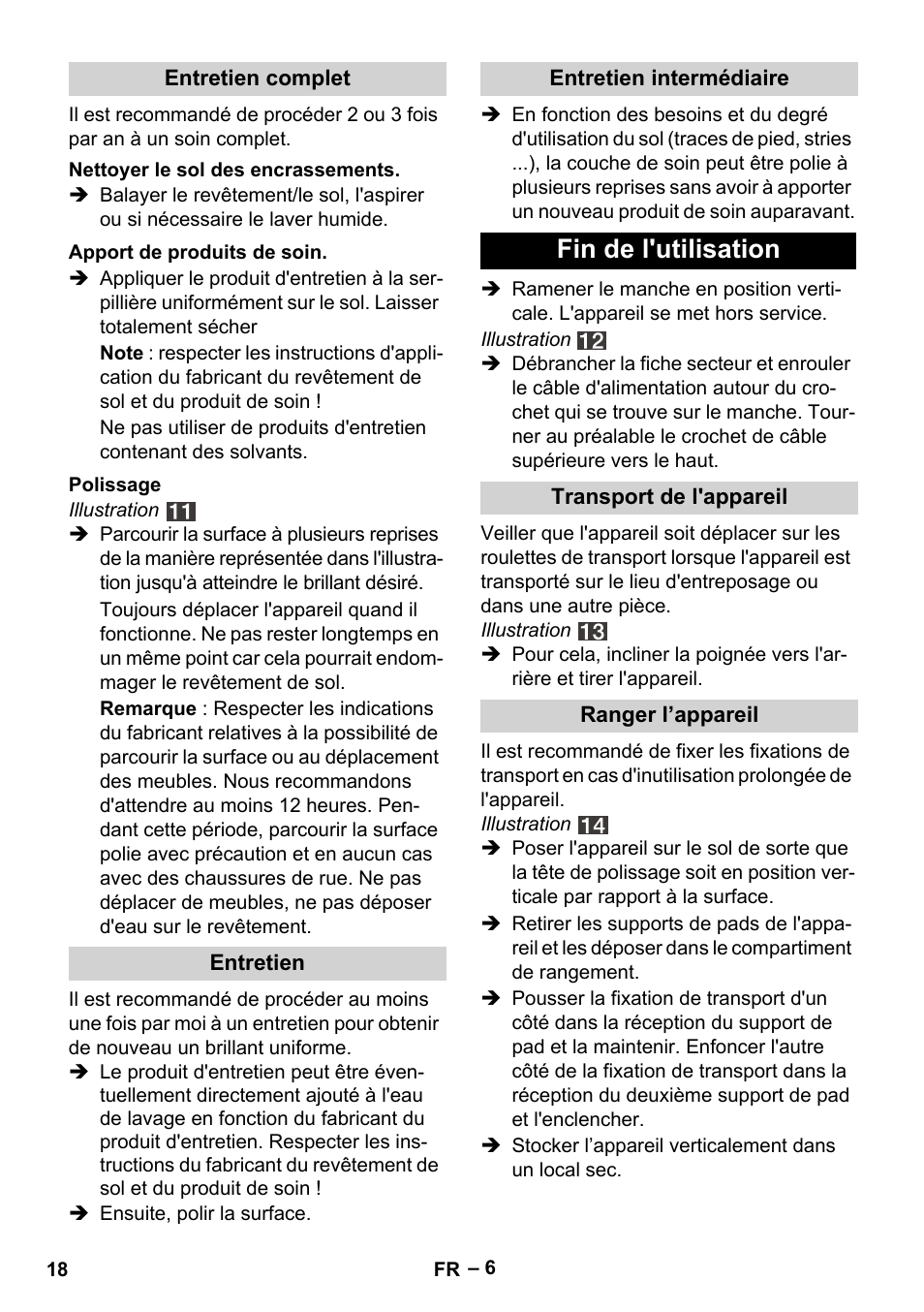 Fin de l'utilisation | Karcher FP 303 User Manual | Page 18 / 188