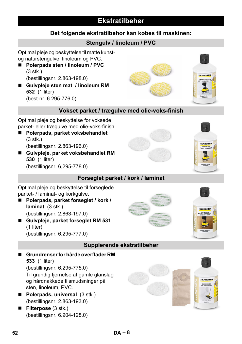 Ekstratilbehør | Karcher FP 303 User Manual | Page 52 / 188