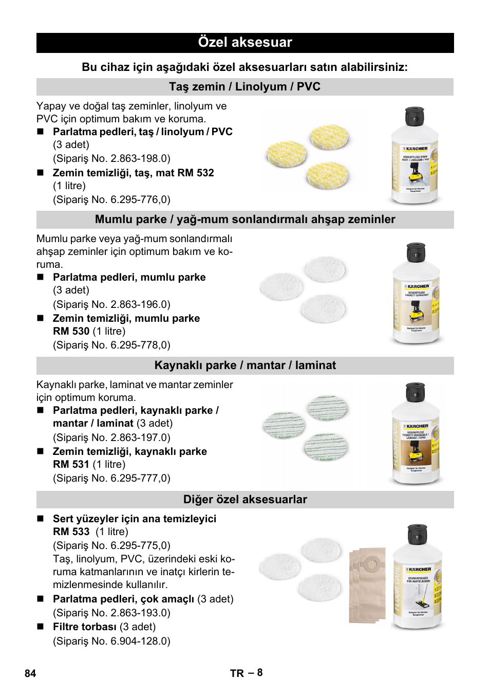 Özel aksesuar | Karcher FP 303 User Manual | Page 84 / 188