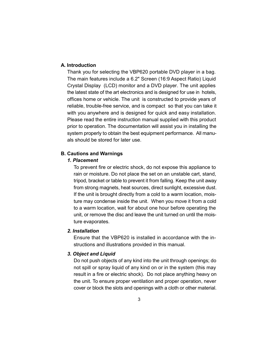 Audiovox VBP620 User Manual | Page 3 / 39