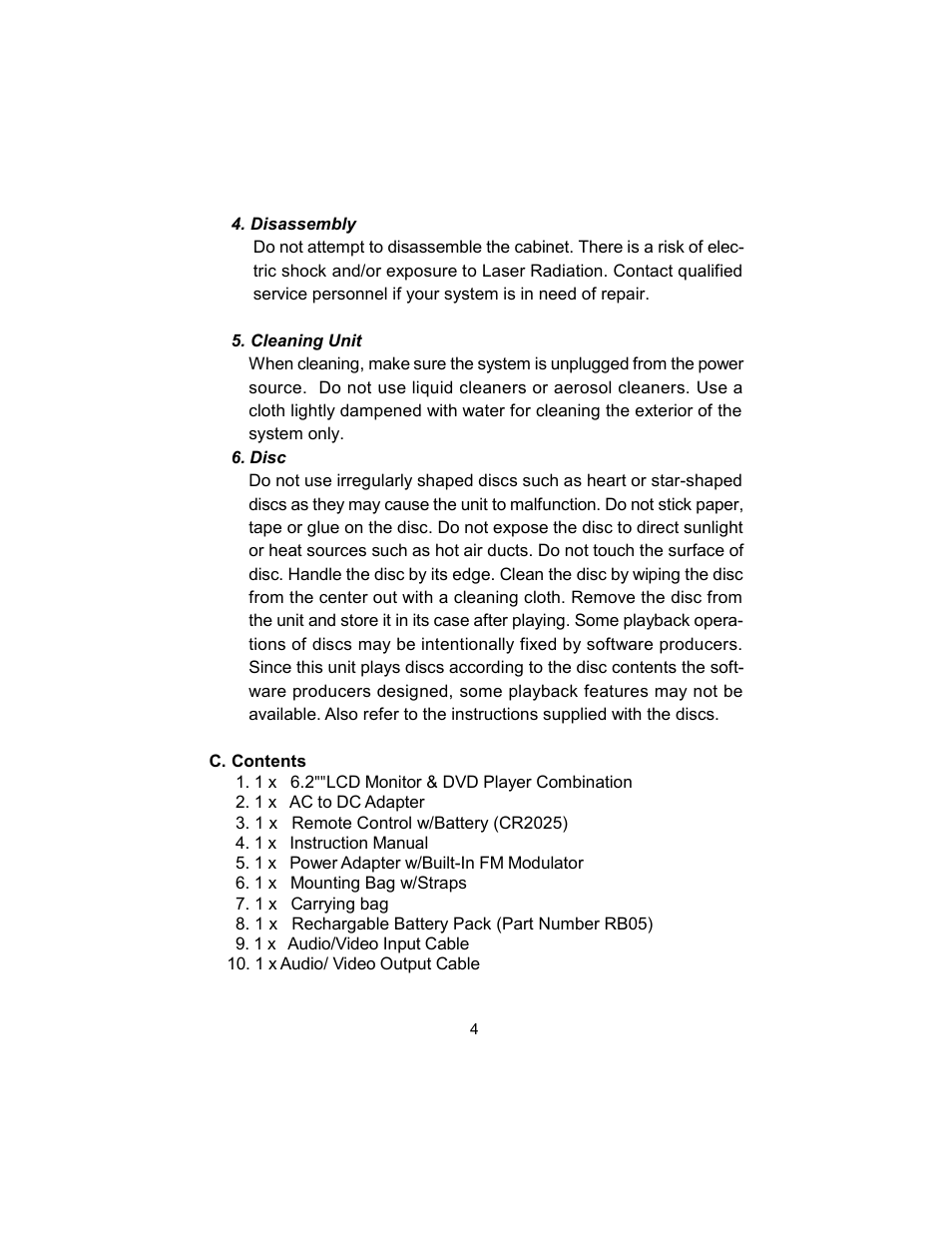 Audiovox VBP620 User Manual | Page 4 / 39