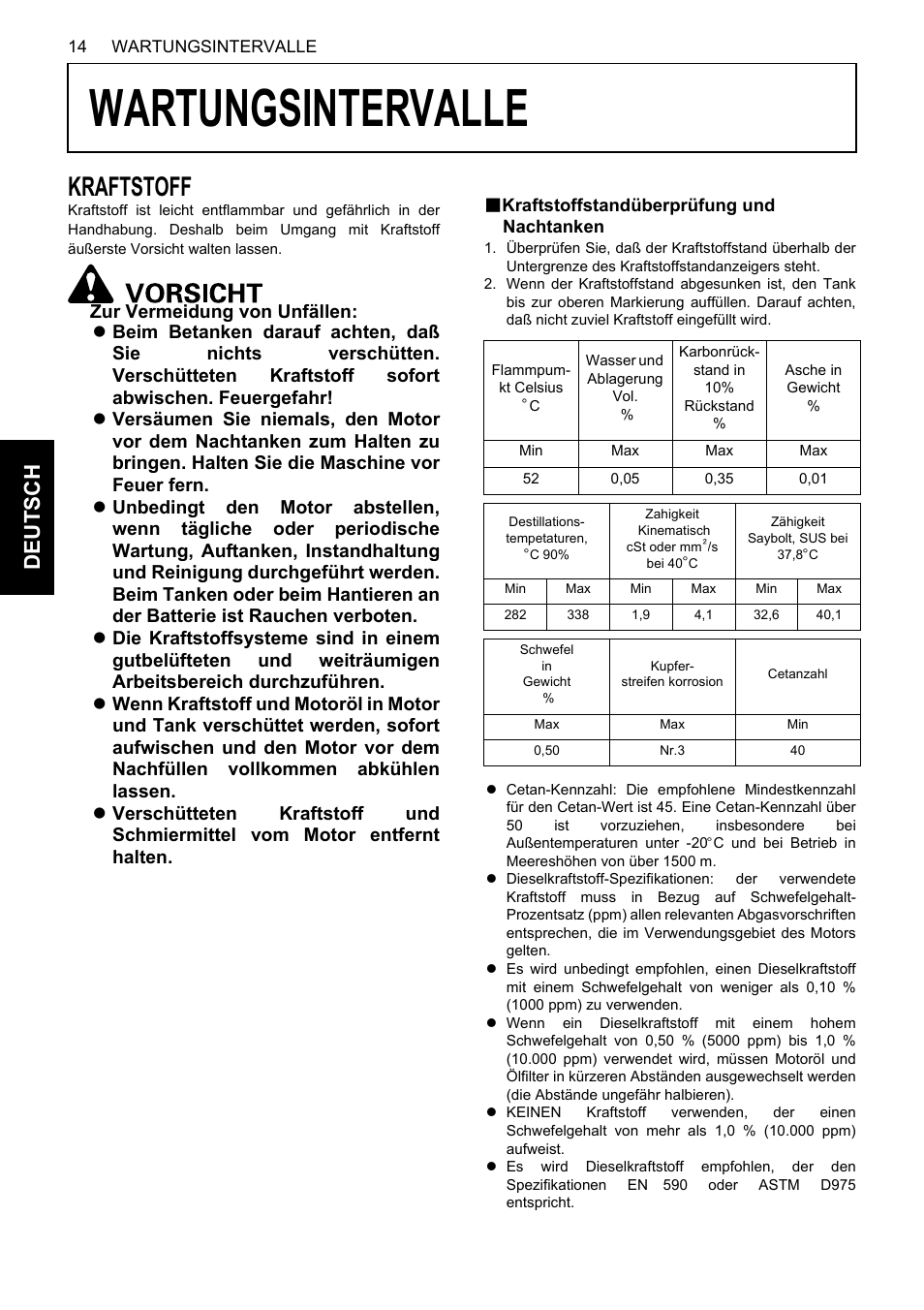 Wartungsintervalle, Kraftstoff, B kraftstoffstandüberprüfung und nachtanken | Kraftstoffstandüberprüfung und nachtanken, De uts c h | Karcher HDS 13-80 De Tr1 User Manual | Page 122 / 244