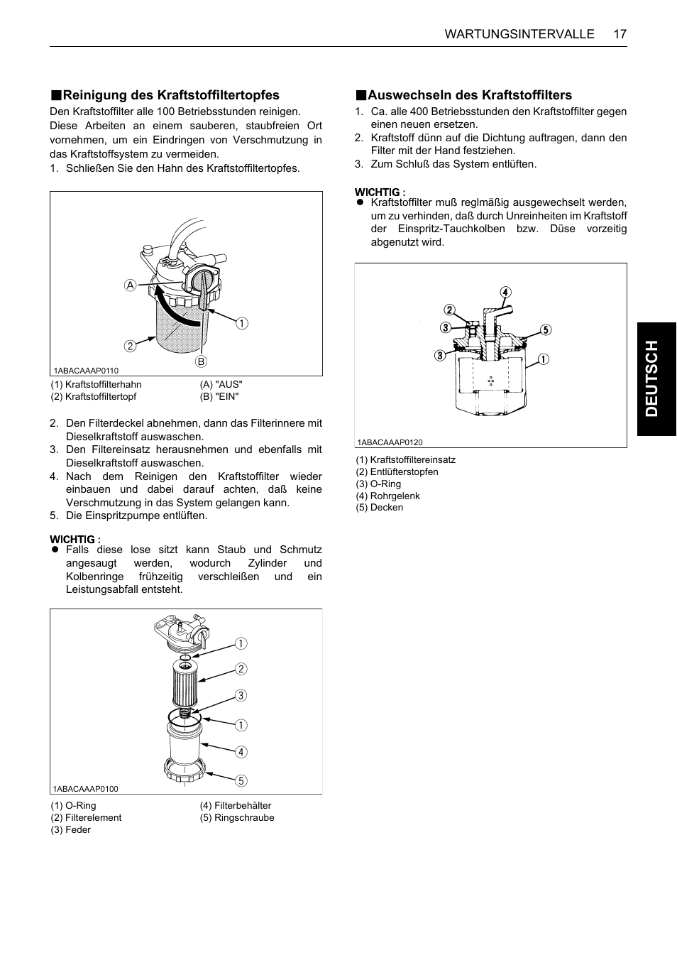 B reinigung des kraftstoffiltertopfes, B auswechseln des kraftstoffilters, De uts c h | Karcher HDS 13-80 De Tr1 User Manual | Page 125 / 244