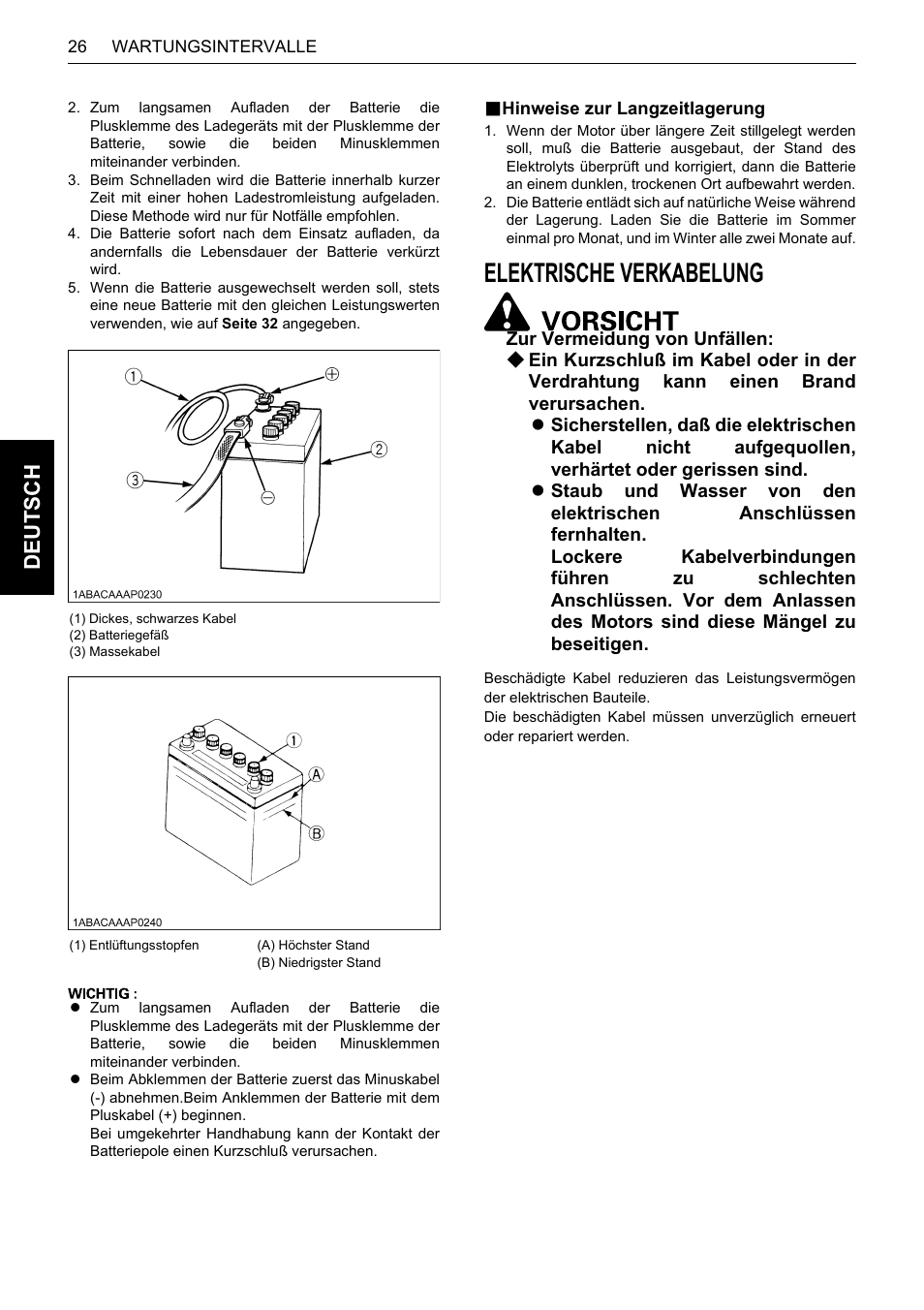 B hinweise zur langzeitlagerung, Elektrische verkabelung, Hinweise zur langzeitlagerung | De uts c h | Karcher HDS 13-80 De Tr1 User Manual | Page 134 / 244