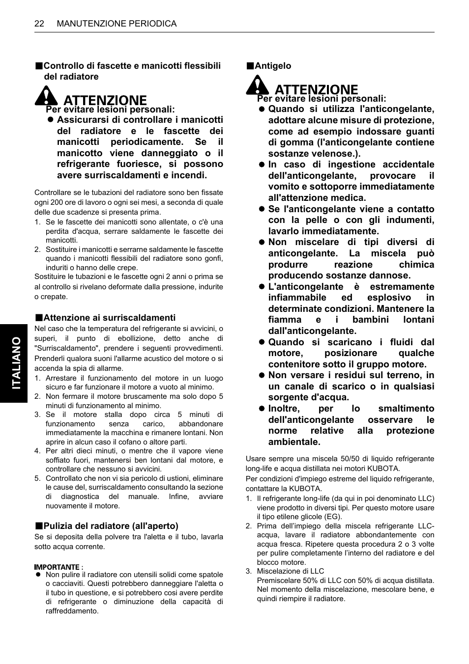 B attenzione ai surriscaldamenti, B pulizia del radiatore (all'aperto), B antigelo | Italiano | Karcher HDS 13-80 De Tr1 User Manual | Page 178 / 244