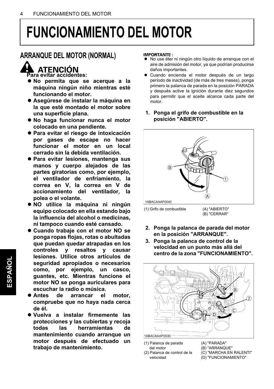 Funcionamiento del motor, Arranque del motor (normal) | Karcher HDS 13-80 De Tr1 User Manual | Page 208 / 244