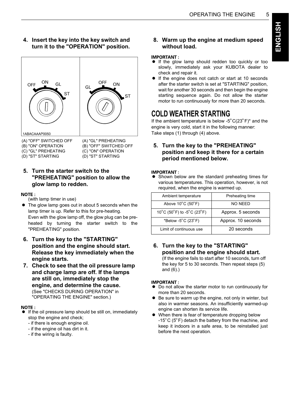 Cold weather starting, En glish | Karcher HDS 13-80 De Tr1 User Manual | Page 21 / 244