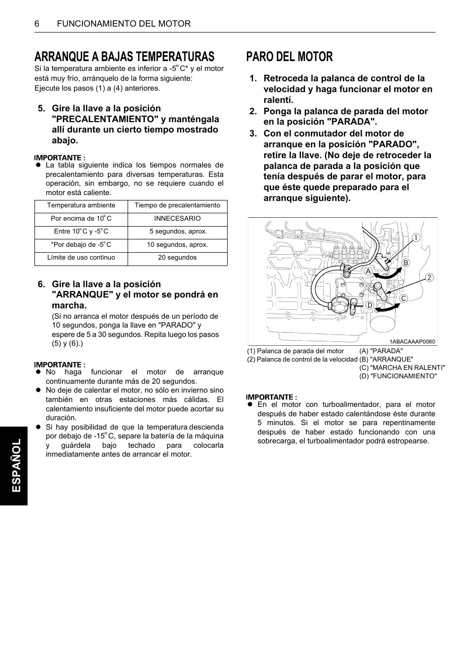 Arranque a bajas temperaturas, Paro del motor, Arranque a bajas temperaturas paro del motor | Es pa ño l | Karcher HDS 13-80 De Tr1 User Manual | Page 210 / 244