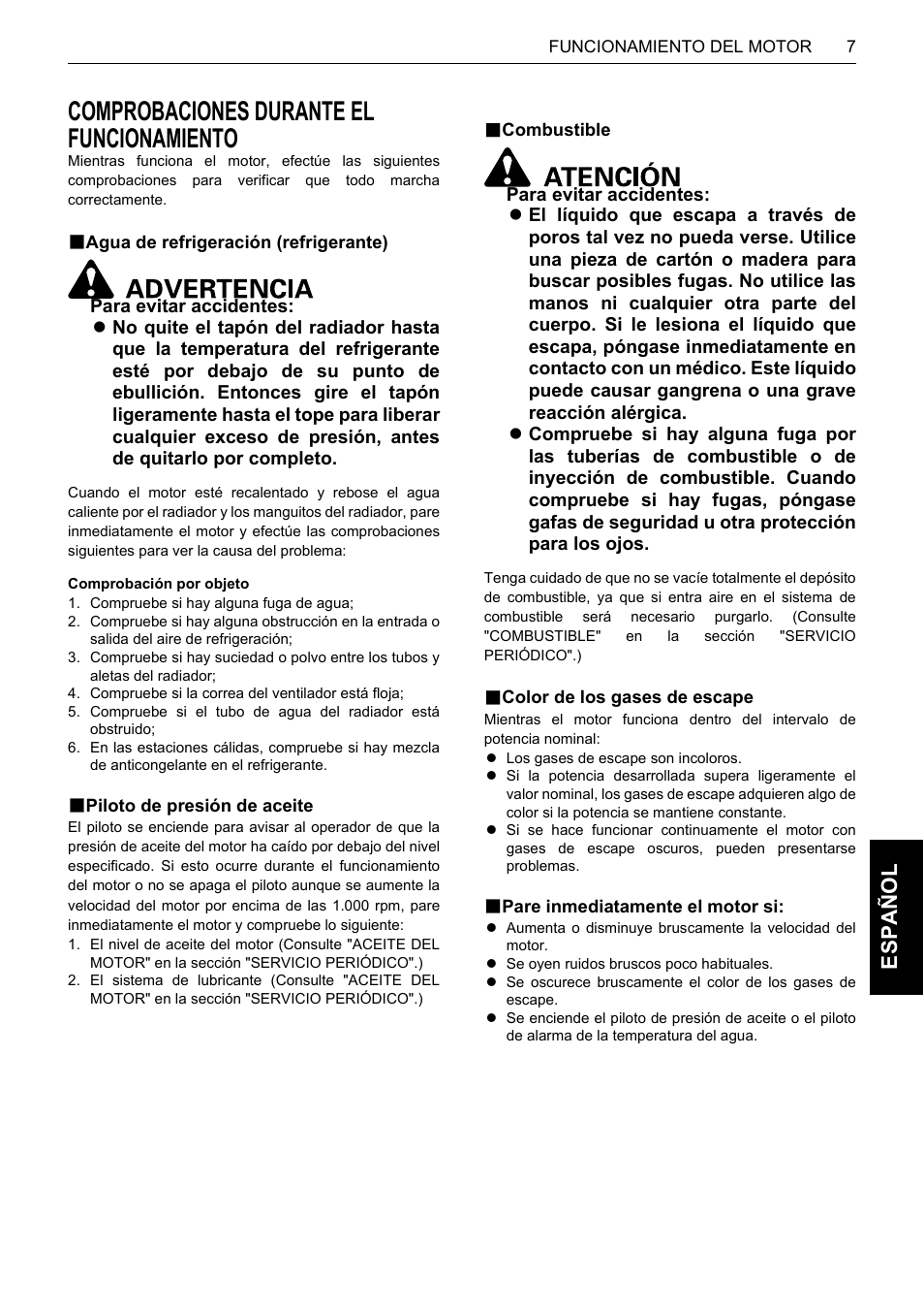 Comprobaciones durante el funcionamiento, B agua de refrigeración (refrigerante), B piloto de presión de aceite | B color de los gases de escape, Color de los gases de escape, Es pa ño l | Karcher HDS 13-80 De Tr1 User Manual | Page 211 / 244