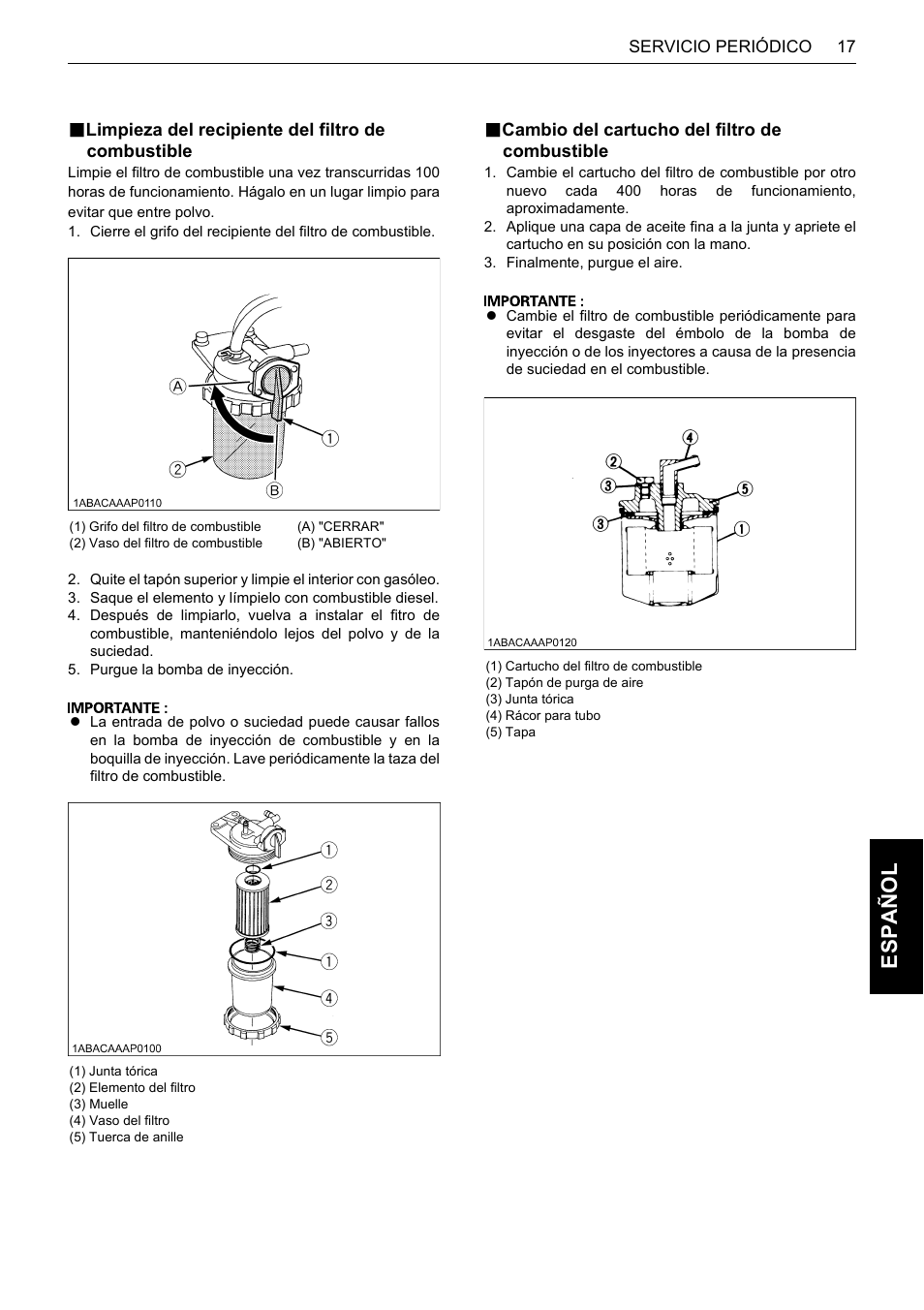 B cambio del cartucho del filtro de combustible, Es pa ño l | Karcher HDS 13-80 De Tr1 User Manual | Page 221 / 244