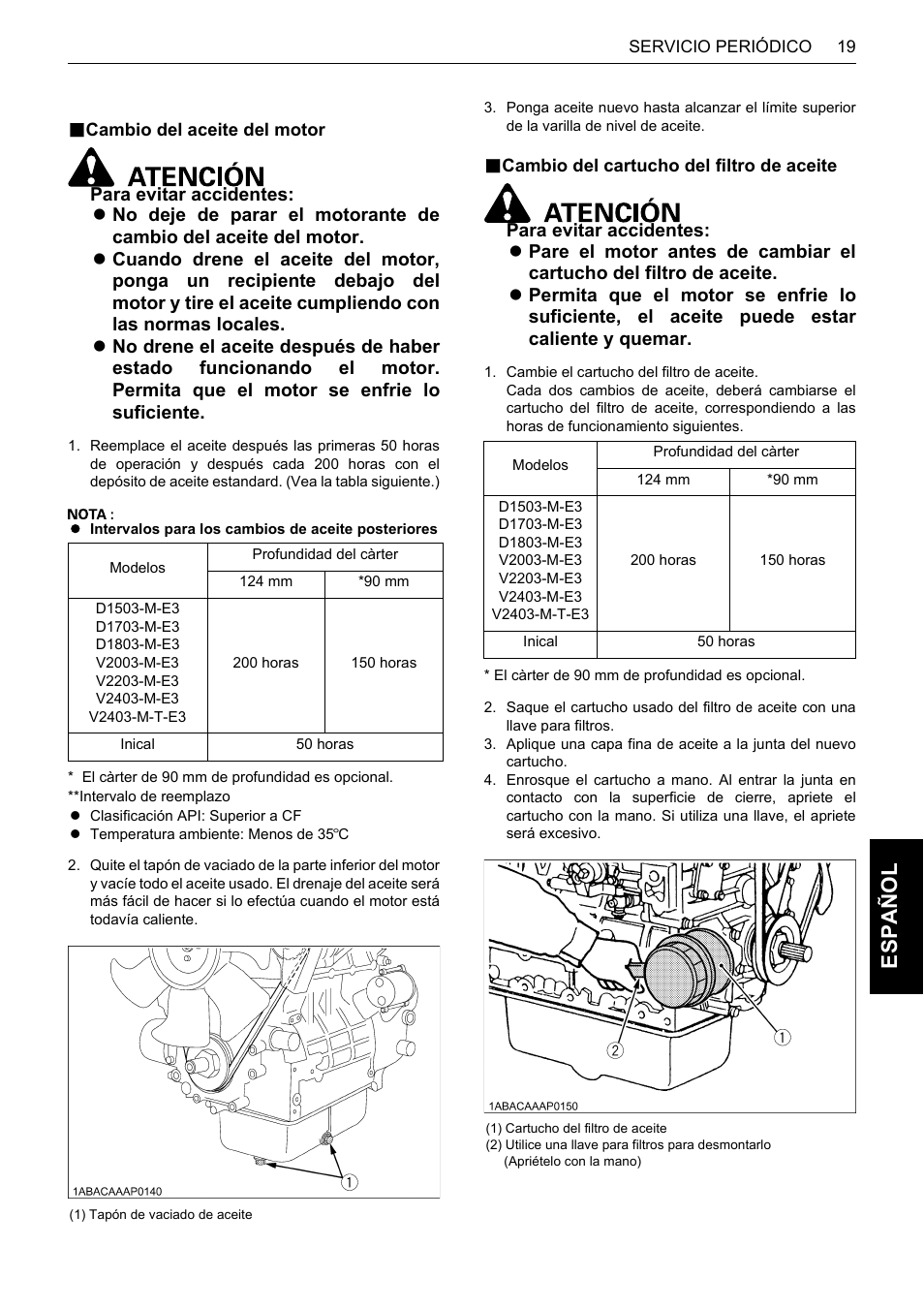 B cambio del aceite del motor, B cambio del cartucho del filtro de aceite, Es pa ño l | Karcher HDS 13-80 De Tr1 User Manual | Page 223 / 244