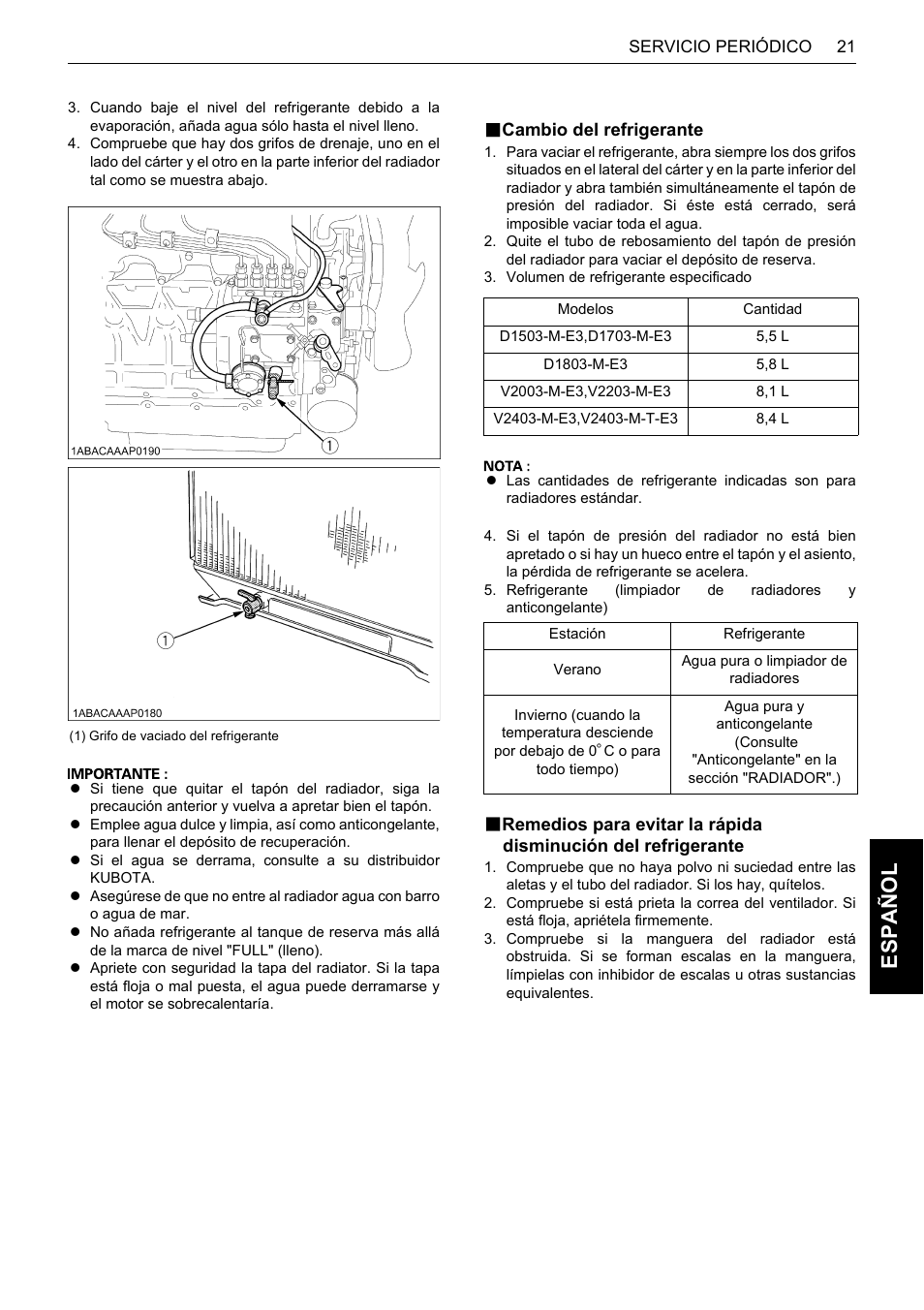 B cambio del refrigerante, Es pa ño l | Karcher HDS 13-80 De Tr1 User Manual | Page 225 / 244