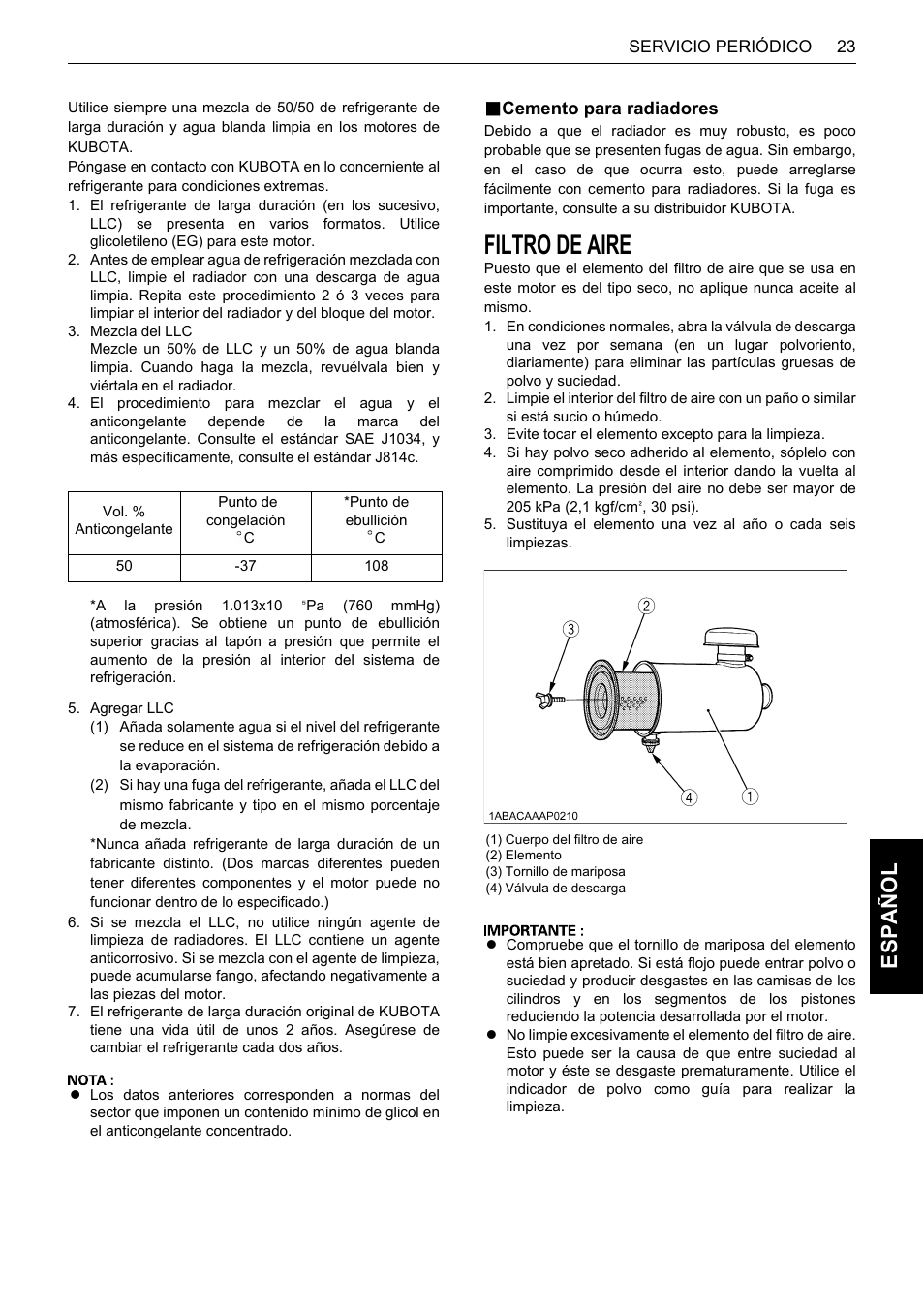 B cemento para radiadores, Filtro de aire, Cemento para radiadores | Es pa ño l | Karcher HDS 13-80 De Tr1 User Manual | Page 227 / 244