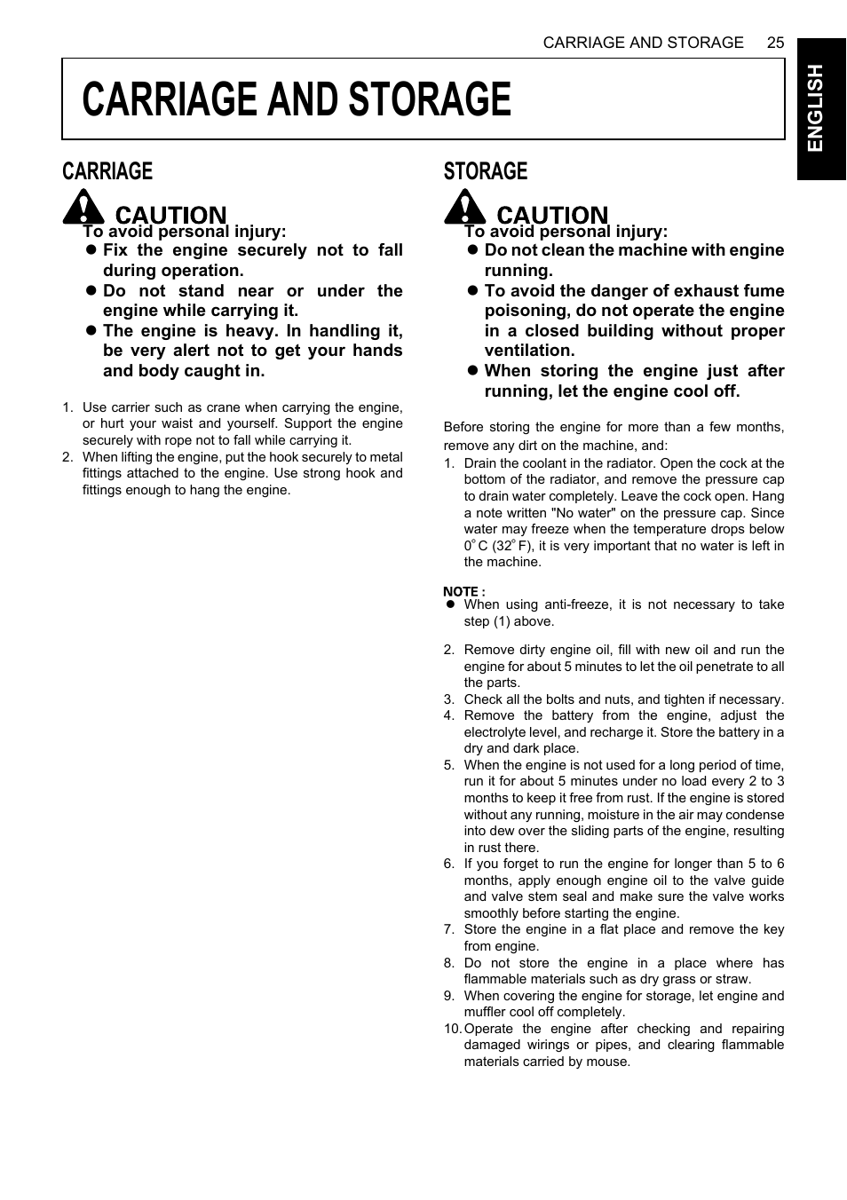 Carriage and storage, Carriage, Storage | Carriage storage, En glish | Karcher HDS 13-80 De Tr1 User Manual | Page 41 / 244