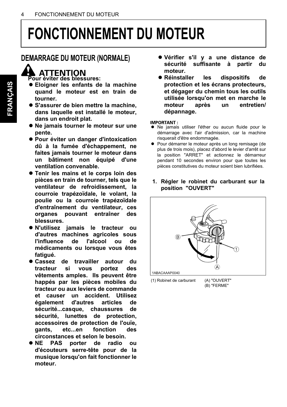 Fonctionnement du moteur, Demarrage du moteur (normale) | Karcher HDS 13-80 De Tr1 User Manual | Page 64 / 244