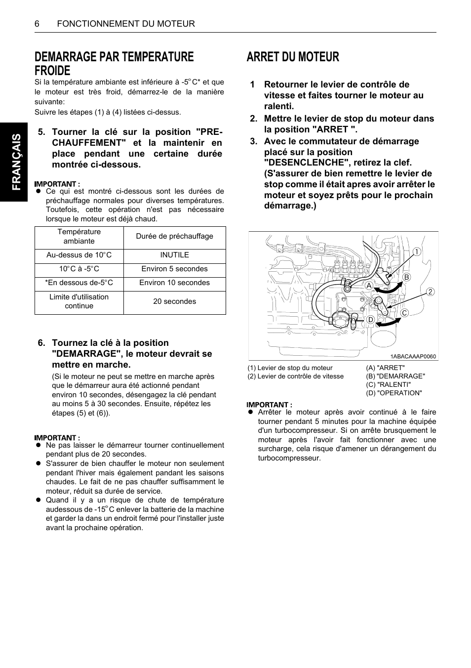 Demarrage par temperature froide, Arret du moteur, Demarrage par temperature froide arret du moteur | Fra nça is | Karcher HDS 13-80 De Tr1 User Manual | Page 66 / 244