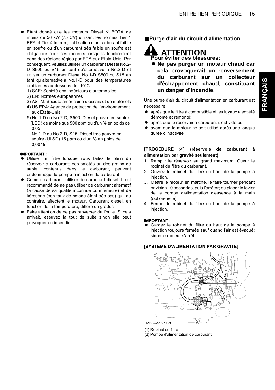 B purge d'air du circuit d'alimentation, Motoröl, Purge d'air du circuit d'alimentation | Fra nça is | Karcher HDS 13-80 De Tr1 User Manual | Page 75 / 244