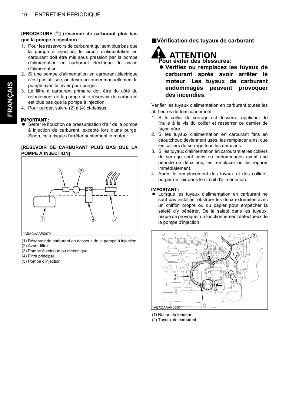 B vérification des tuyaux de carburant, Vérification des tuyaux de carburant, Fra nça is | Karcher HDS 13-80 De Tr1 User Manual | Page 76 / 244