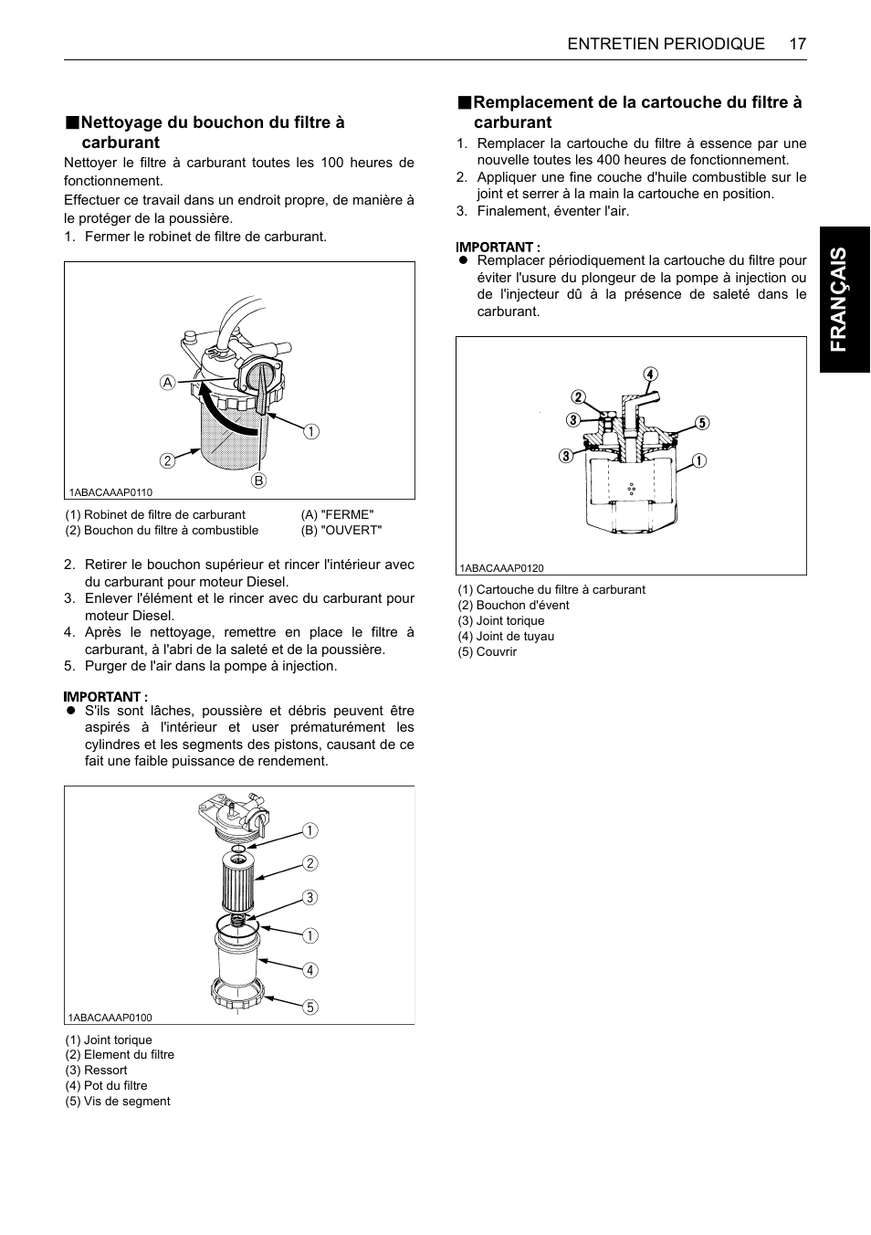 B nettoyage du bouchon du filtre à carburant, Fra nça is | Karcher HDS 13-80 De Tr1 User Manual | Page 77 / 244