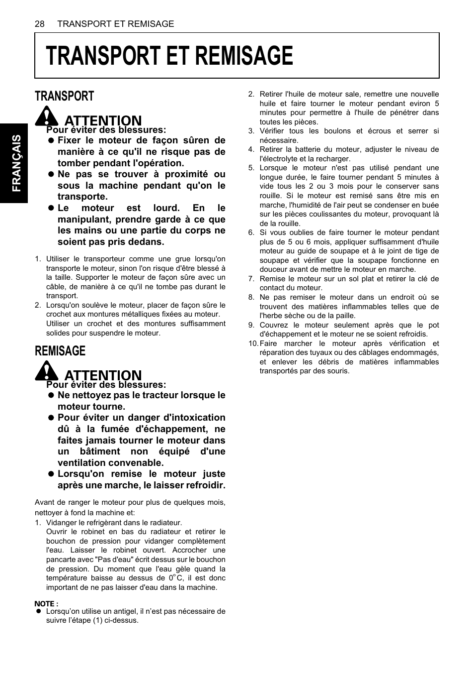 Transport et remisage, Transport, Remisage | Transport remisage, Fra nça is | Karcher HDS 13-80 De Tr1 User Manual | Page 88 / 244