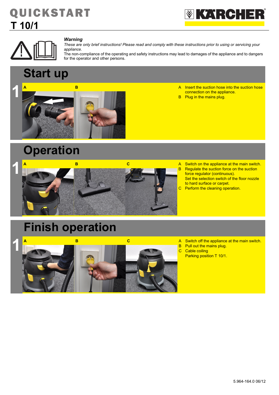 Karcher T 10-1 Adv User Manual | 2 pages