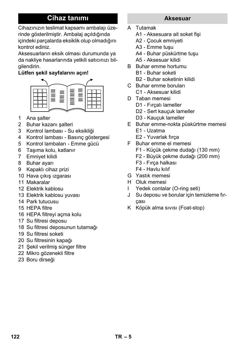 Cihaz tanımı | Karcher SV 1802 User Manual | Page 122 / 284