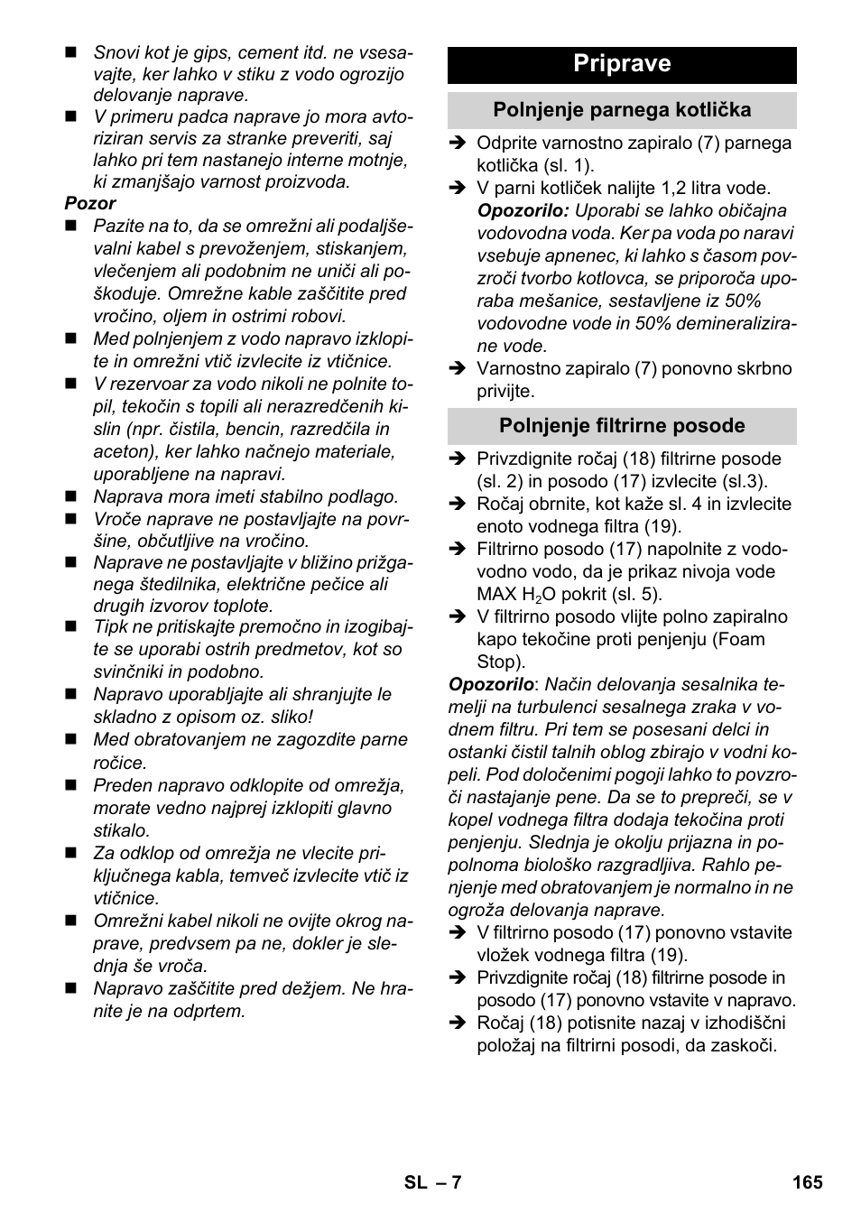 Priprave | Karcher SV 1802 User Manual | Page 165 / 284