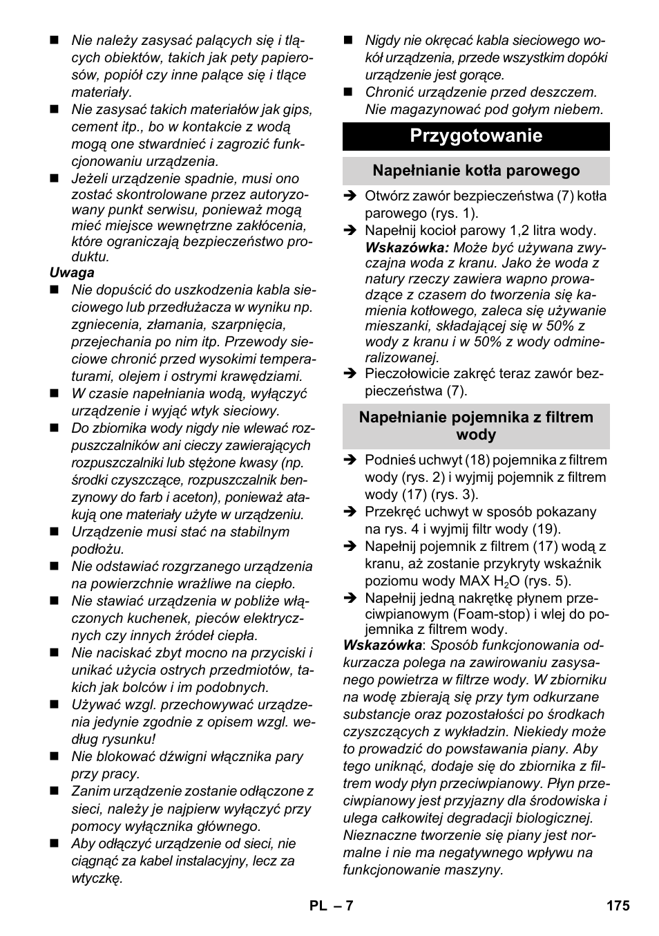 Przygotowanie | Karcher SV 1802 User Manual | Page 175 / 284