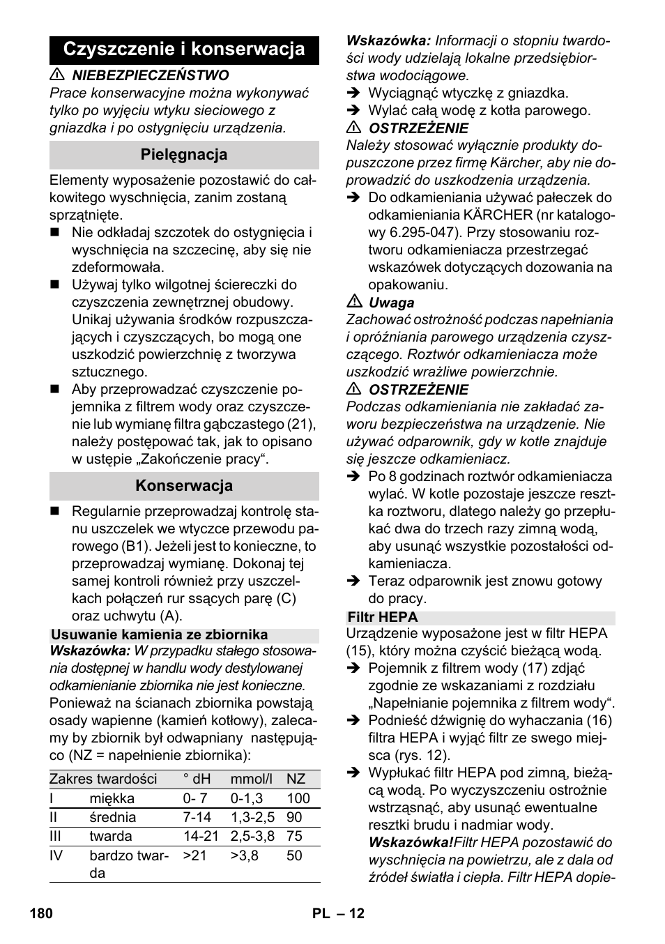 Czyszczenie i konserwacja | Karcher SV 1802 User Manual | Page 180 / 284