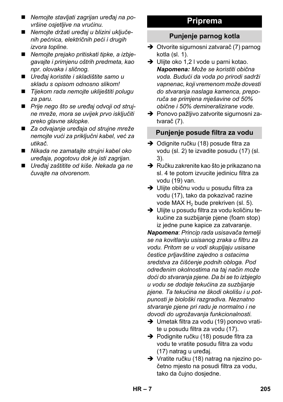 Priprema | Karcher SV 1802 User Manual | Page 205 / 284