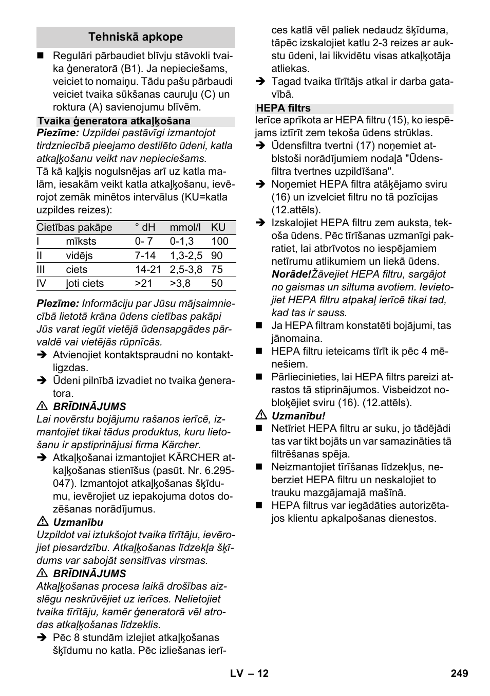 Karcher SV 1802 User Manual | Page 249 / 284