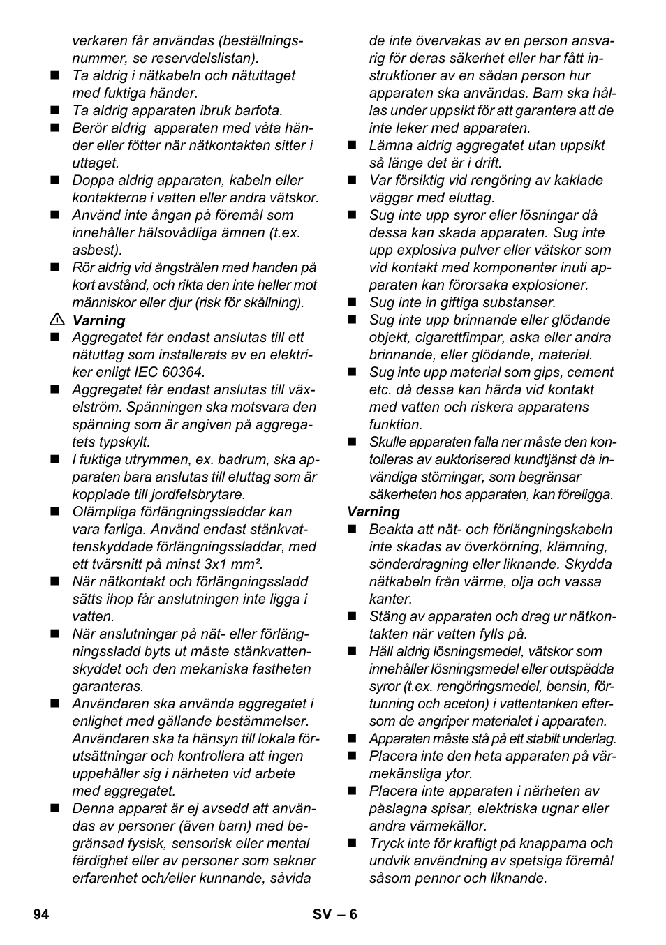 Karcher SV 1802 User Manual | Page 94 / 284