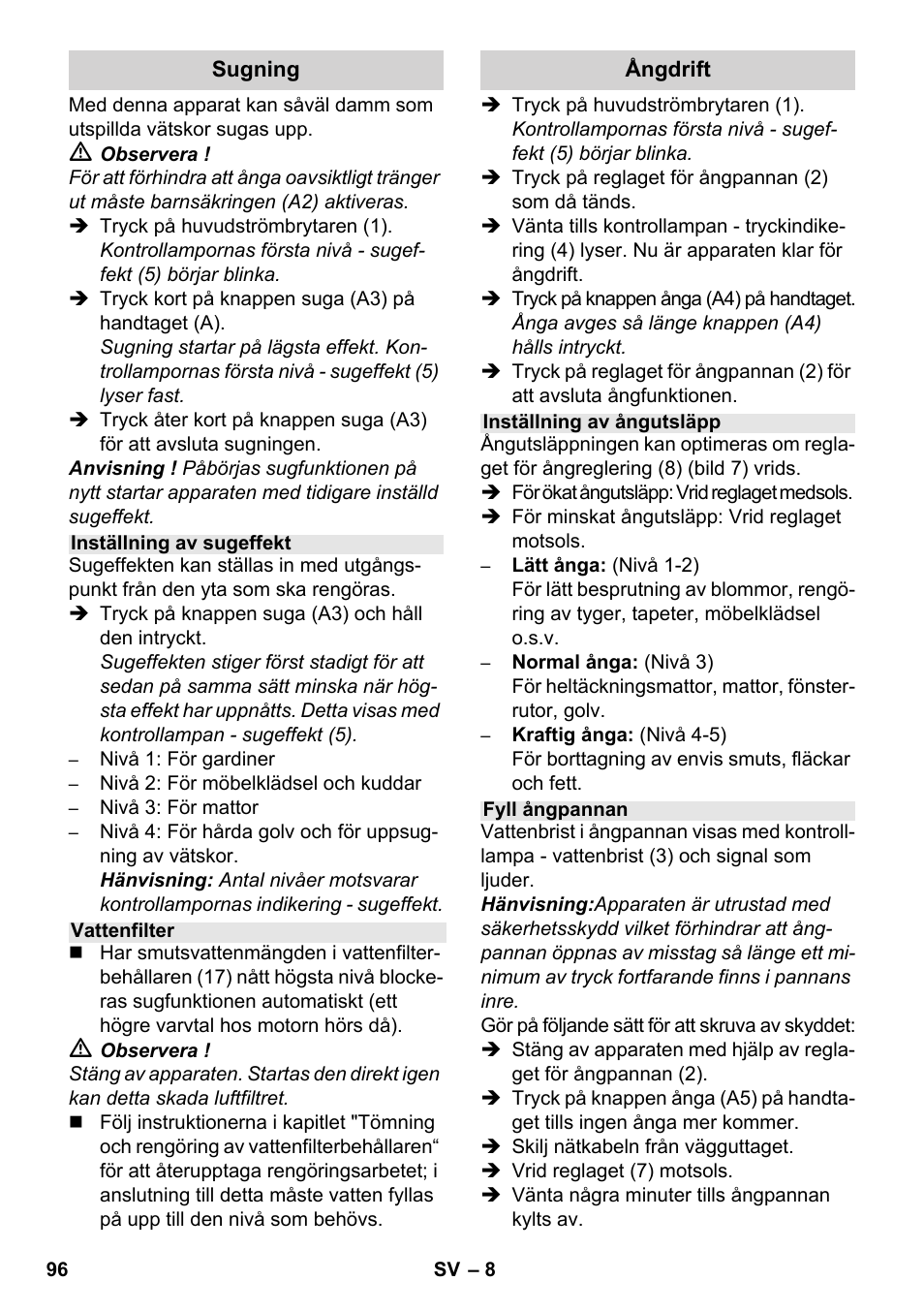 Karcher SV 1802 User Manual | Page 96 / 284