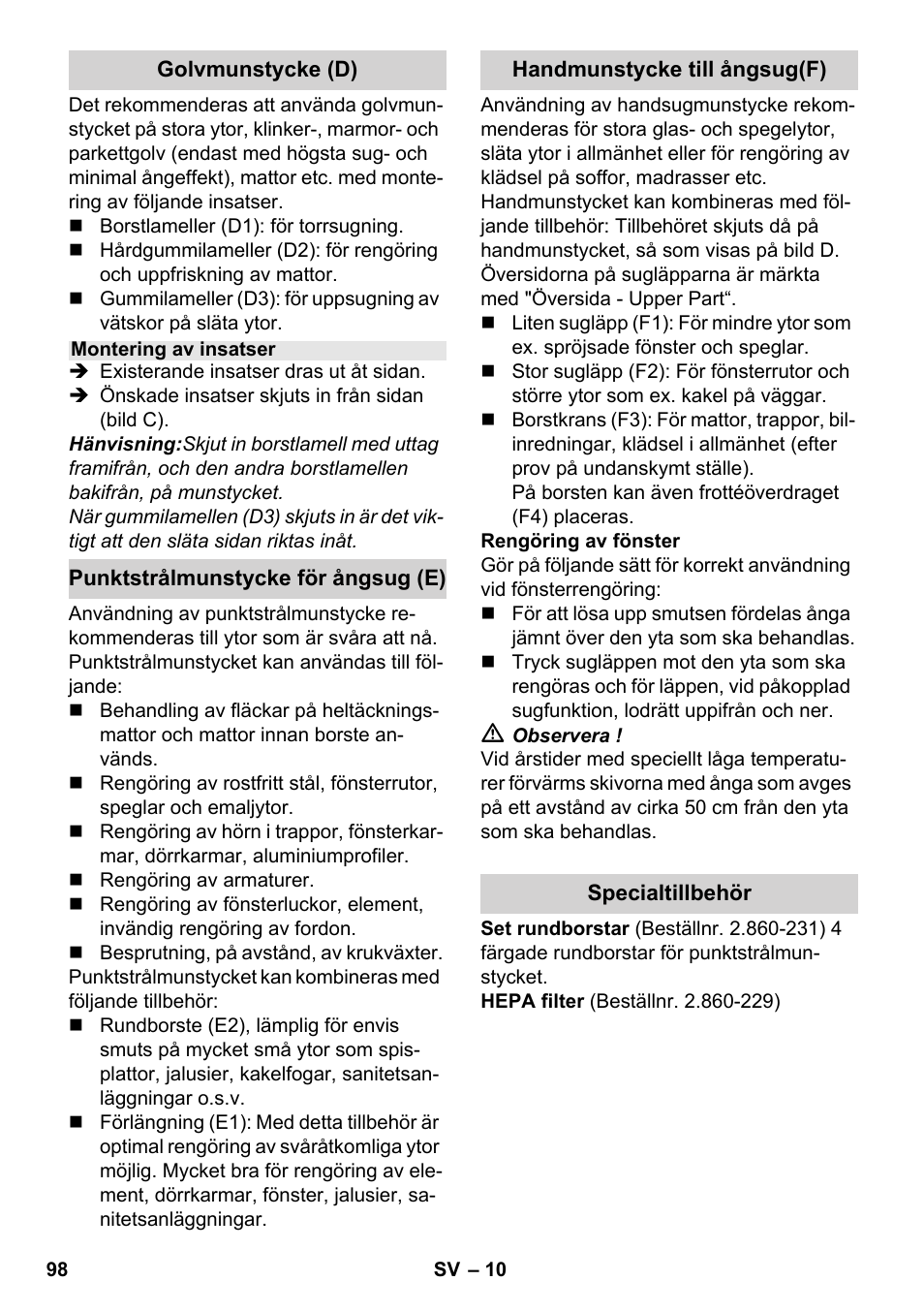 Karcher SV 1802 User Manual | Page 98 / 284