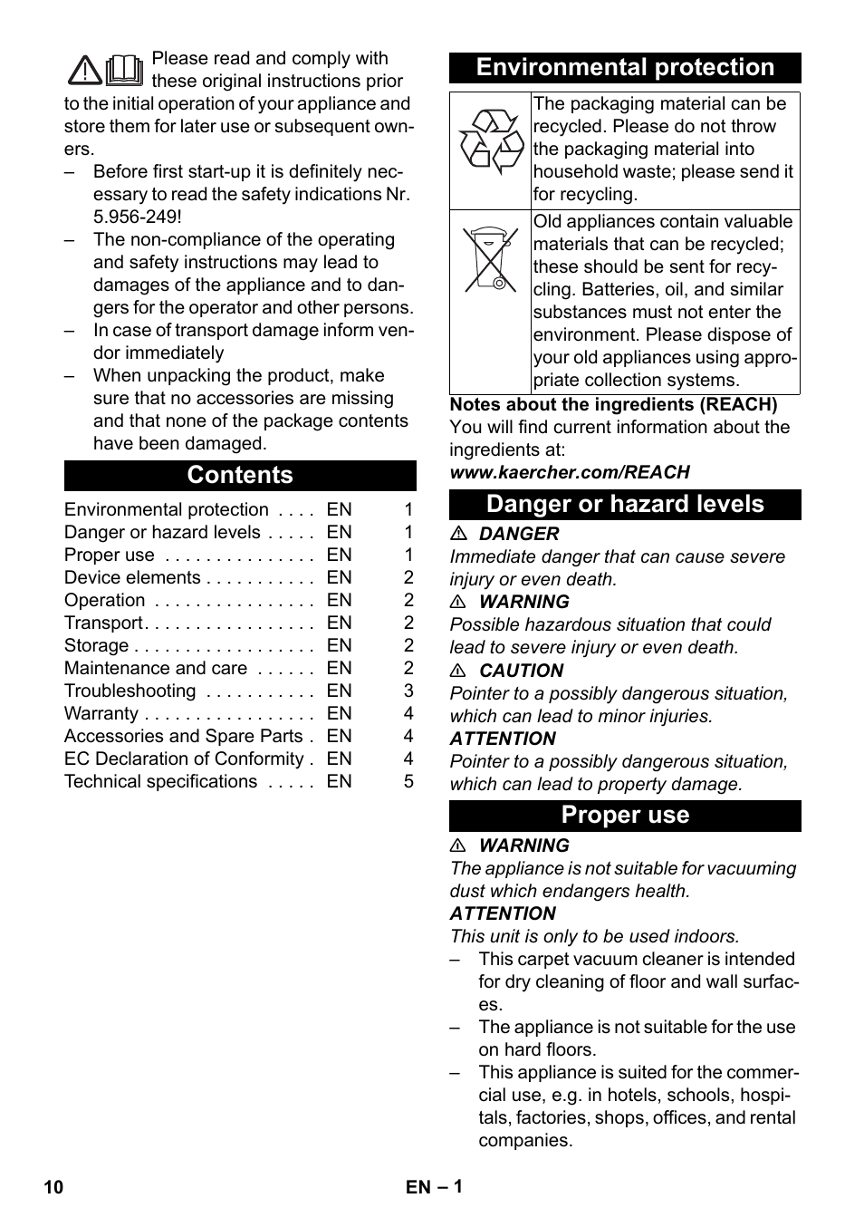 Karcher CV 30-1 User Manual | Page 10 / 152