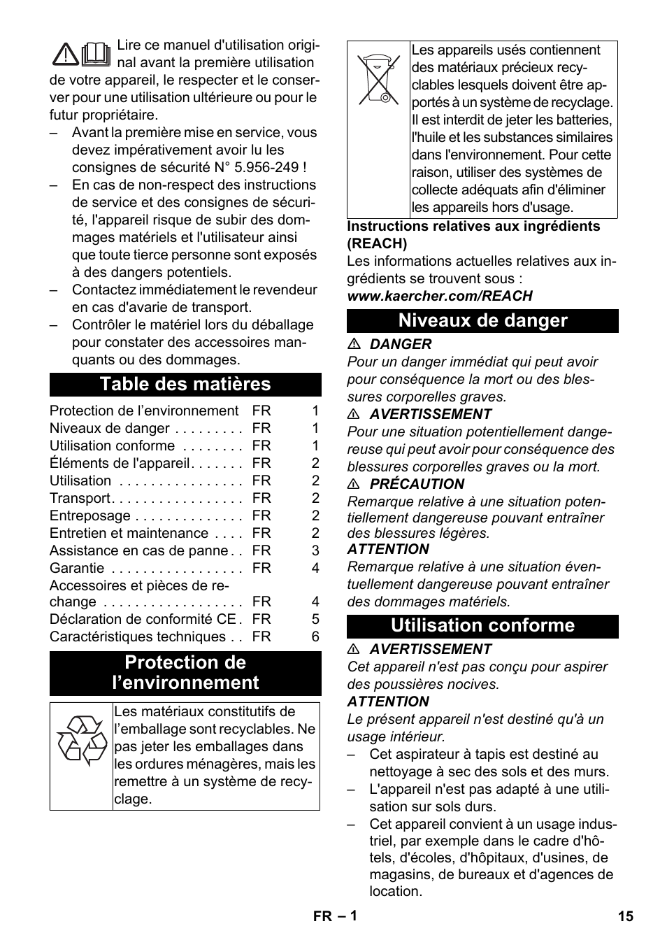 Karcher CV 30-1 User Manual | Page 15 / 152