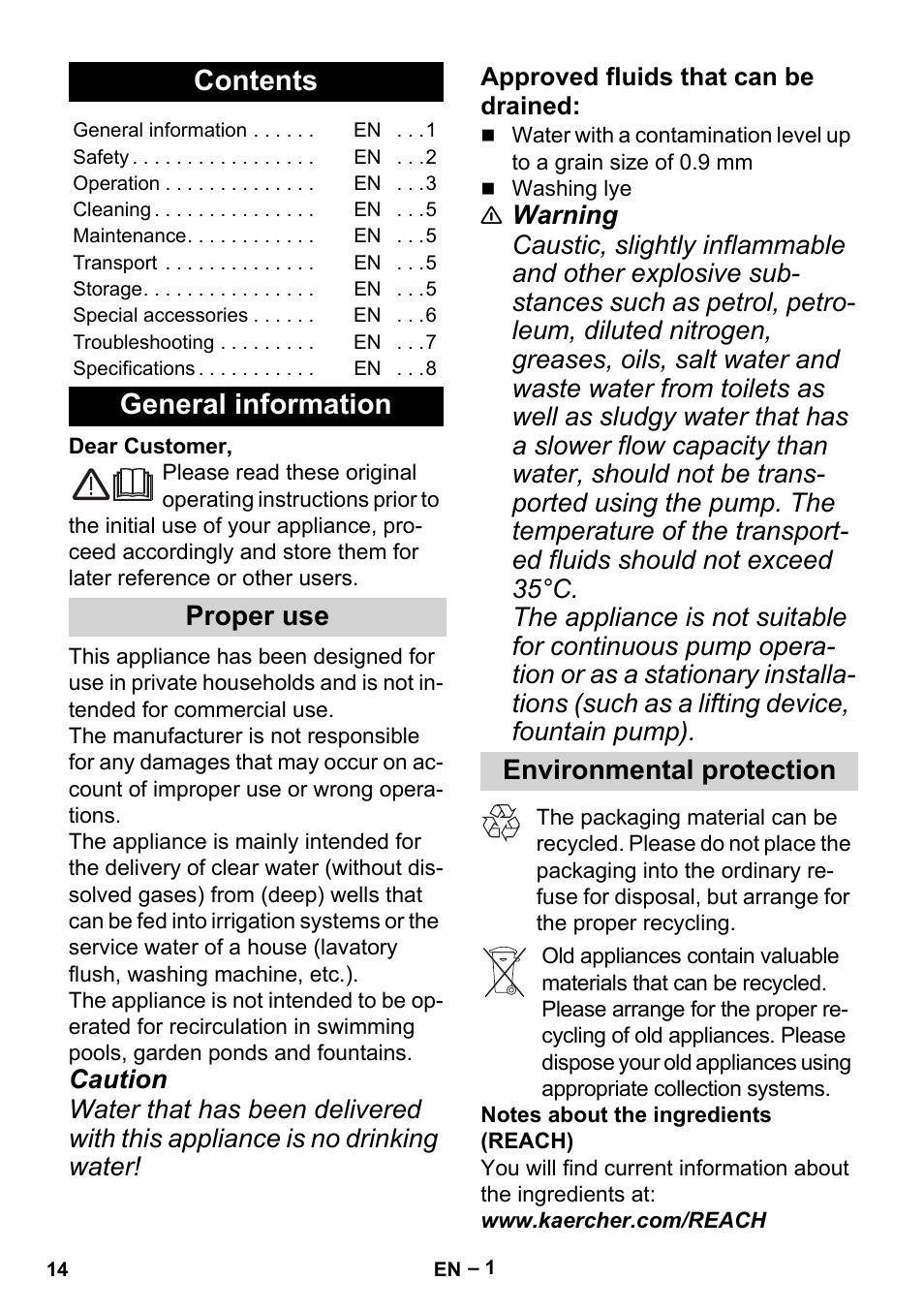 Karcher BP 6 Deep Well User Manual | Page 14 / 86