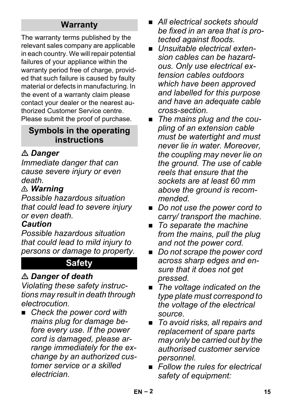 Karcher BP 6 Deep Well User Manual | Page 15 / 86