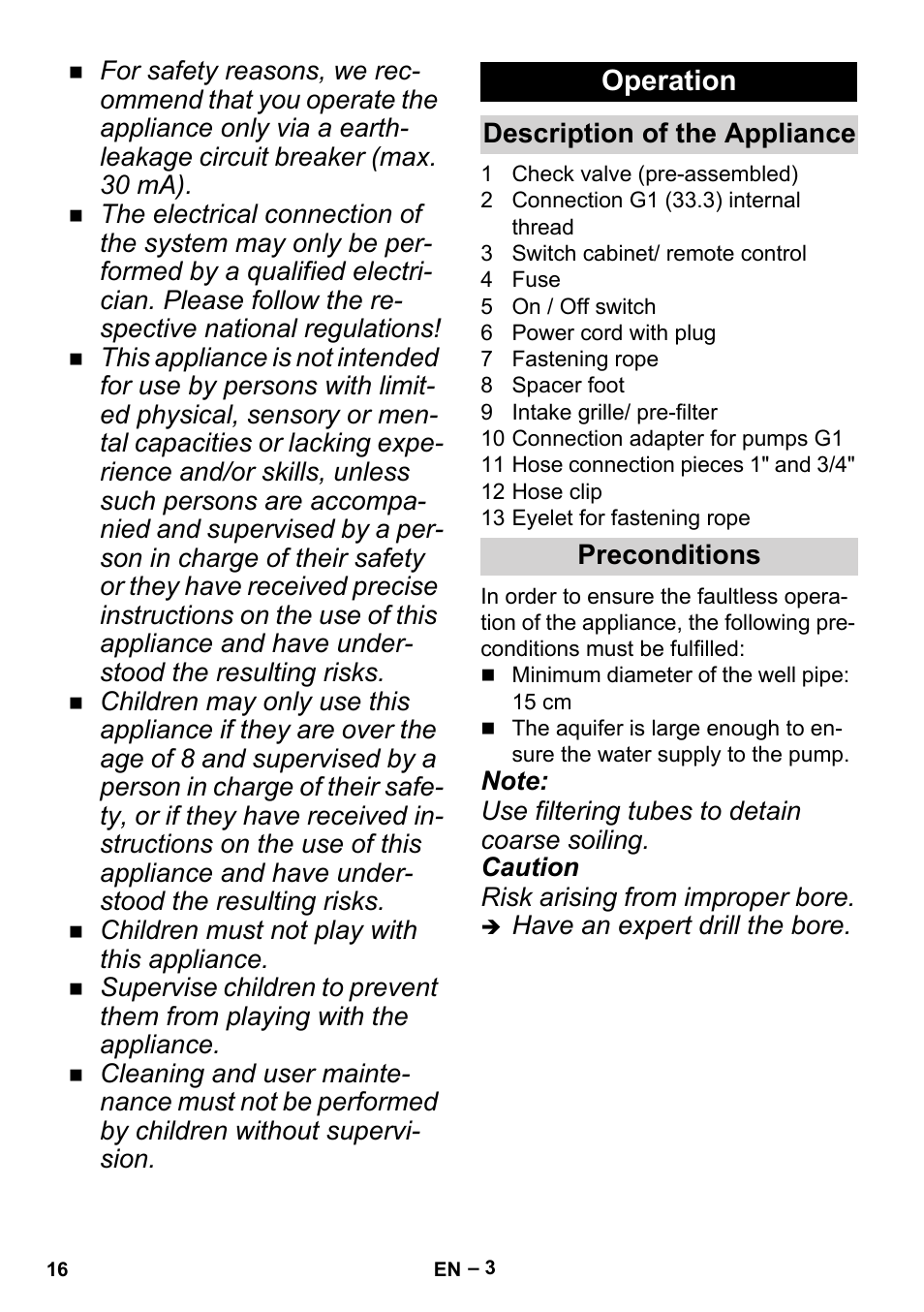 Operation | Karcher BP 6 Deep Well User Manual | Page 16 / 86