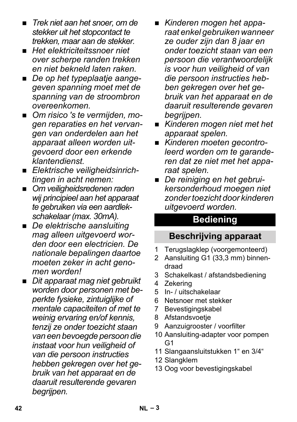 Bediening | Karcher BP 6 Deep Well User Manual | Page 42 / 86