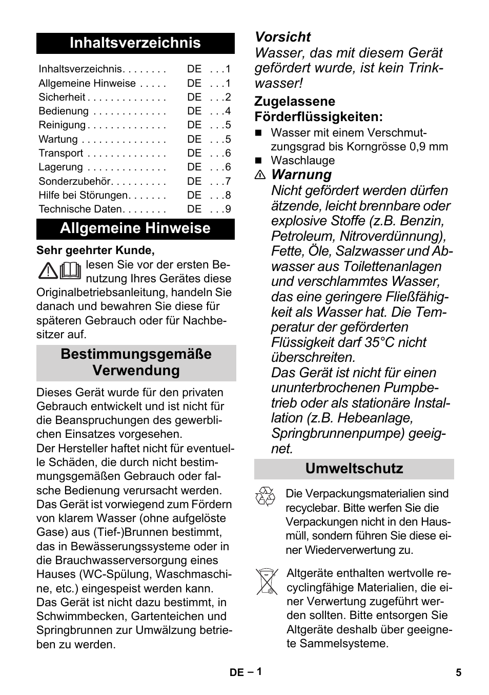 Karcher BP 6 Deep Well User Manual | Page 5 / 86