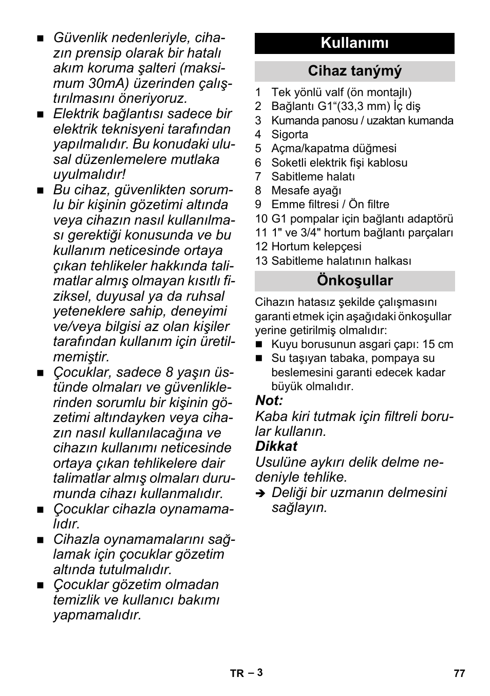 Kullanımı | Karcher BP 6 Deep Well User Manual | Page 77 / 86