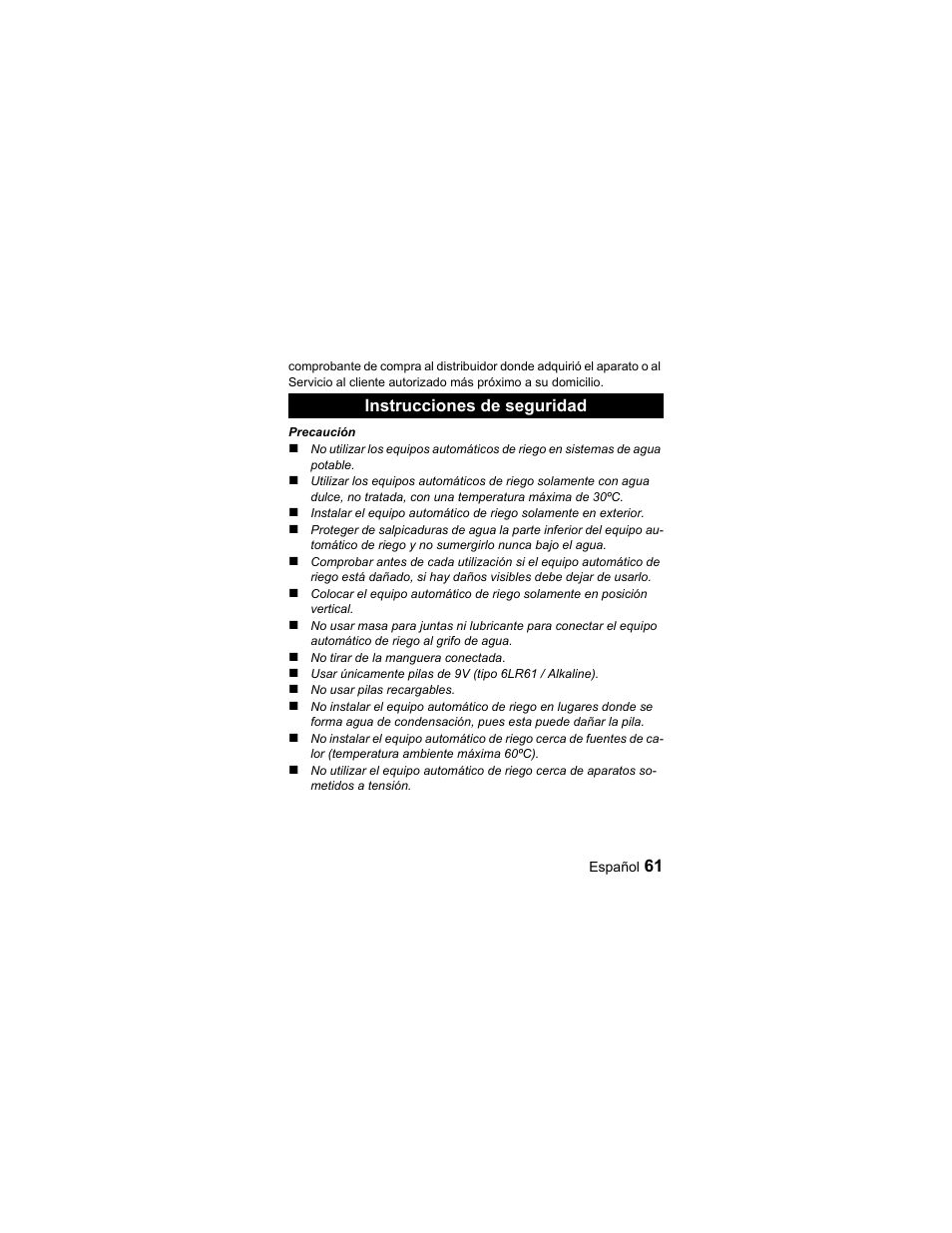 Instrucciones de seguridad | Karcher Unità d'irrigazione WU 60-49 User Manual | Page 61 / 94