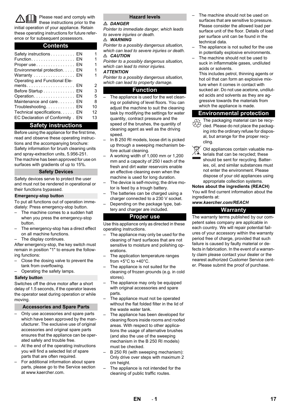 Karcher B 250 R I Bp User Manual | Page 17 / 376