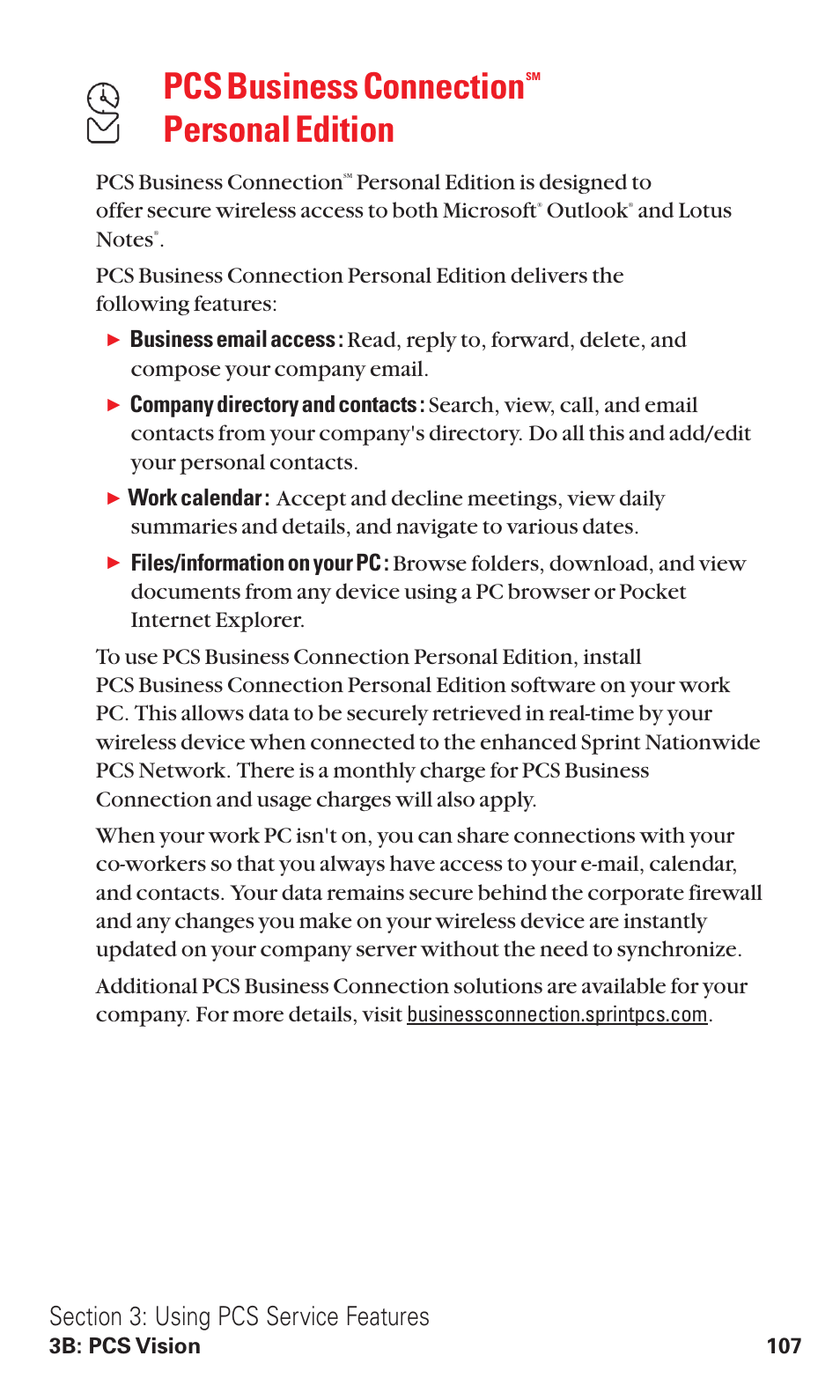 Pcs business connection, Personal edition | Audiovox VI600 User Manual | Page 115 / 154