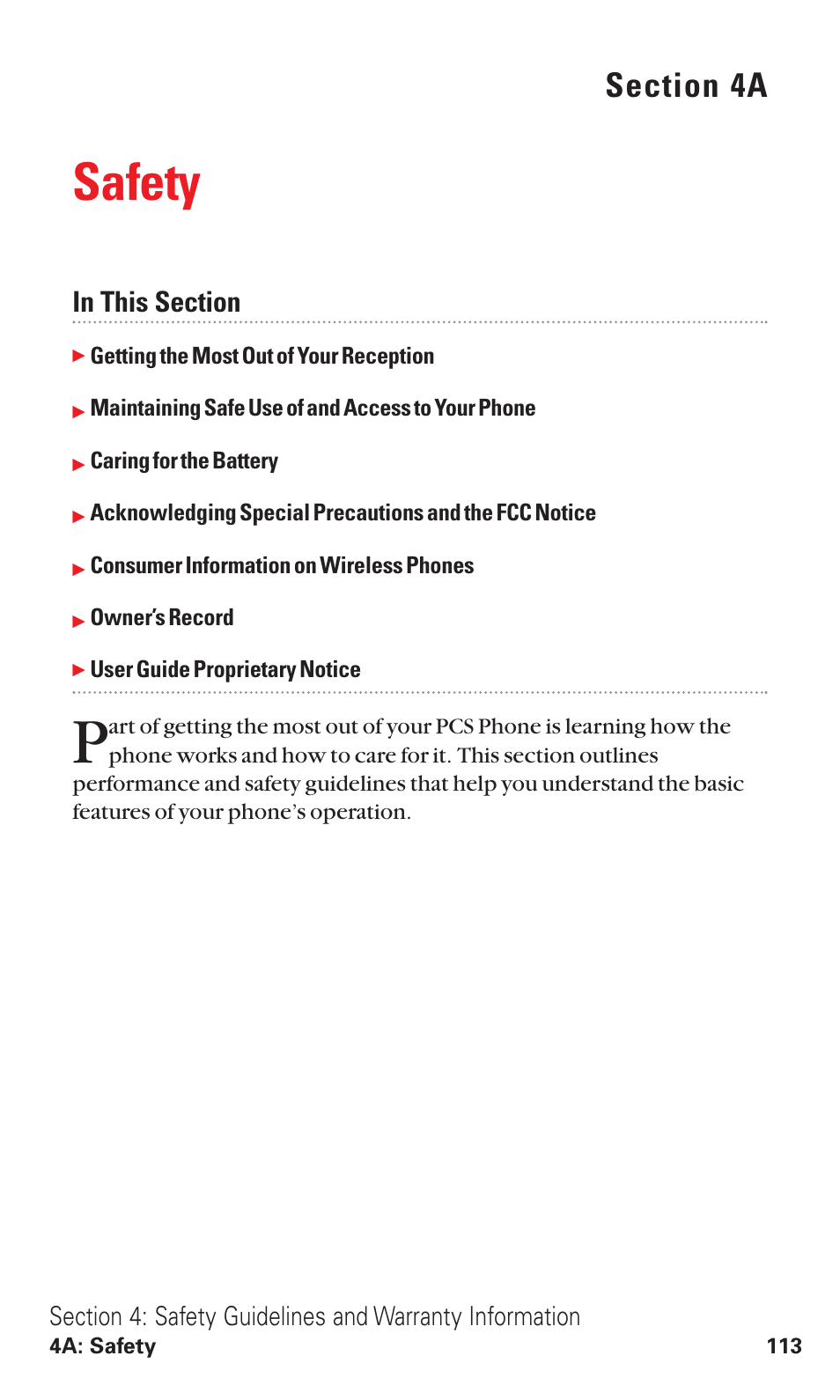 4a. safety, Safety | Audiovox VI600 User Manual | Page 121 / 154