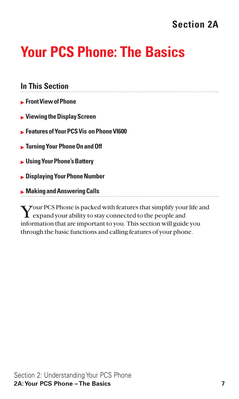 Your pcs phone: the basics | Audiovox VI600 User Manual | Page 15 / 154