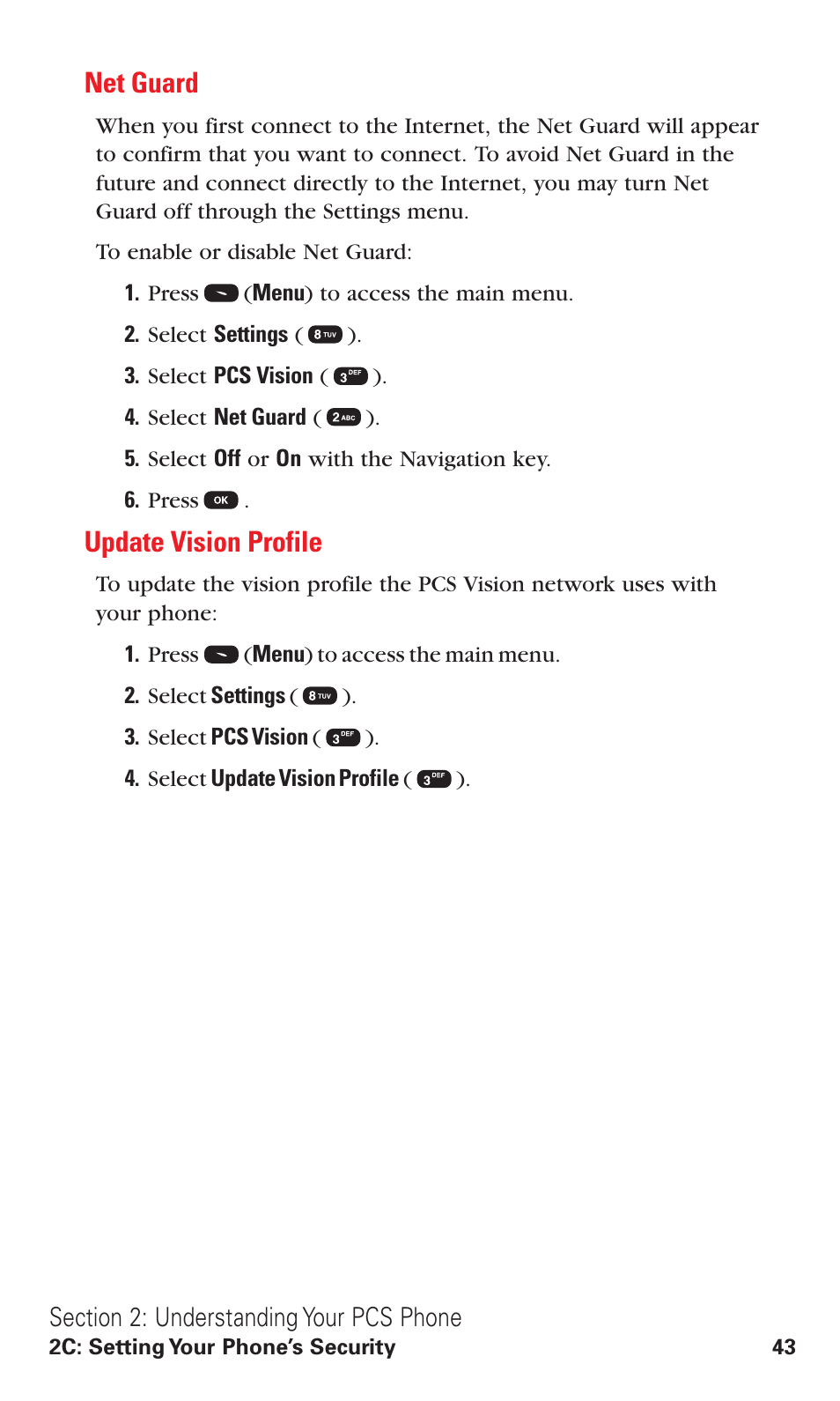 Net guard, Update vision profile | Audiovox VI600 User Manual | Page 51 / 154