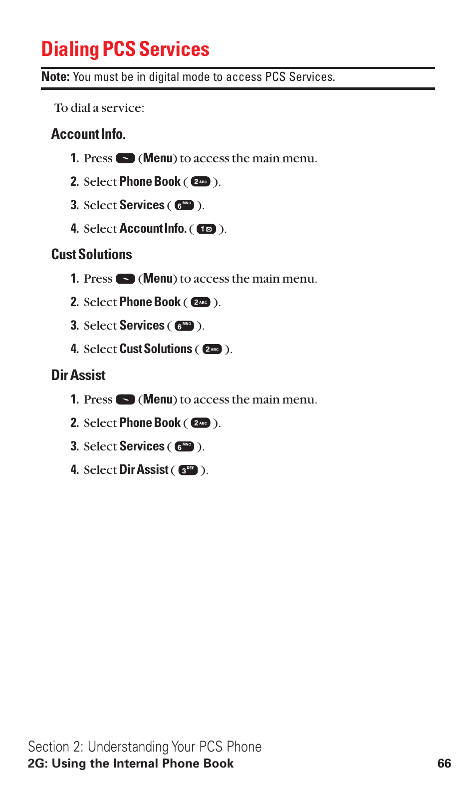 Dialing pcs services | Audiovox VI600 User Manual | Page 74 / 154