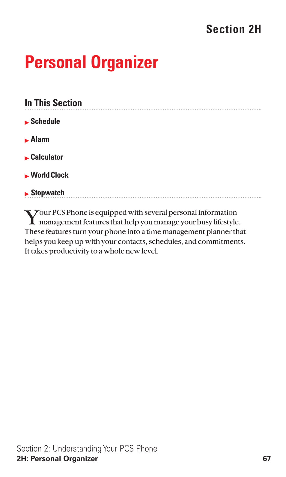 2h. personal organizer, Personal organizer | Audiovox VI600 User Manual | Page 75 / 154